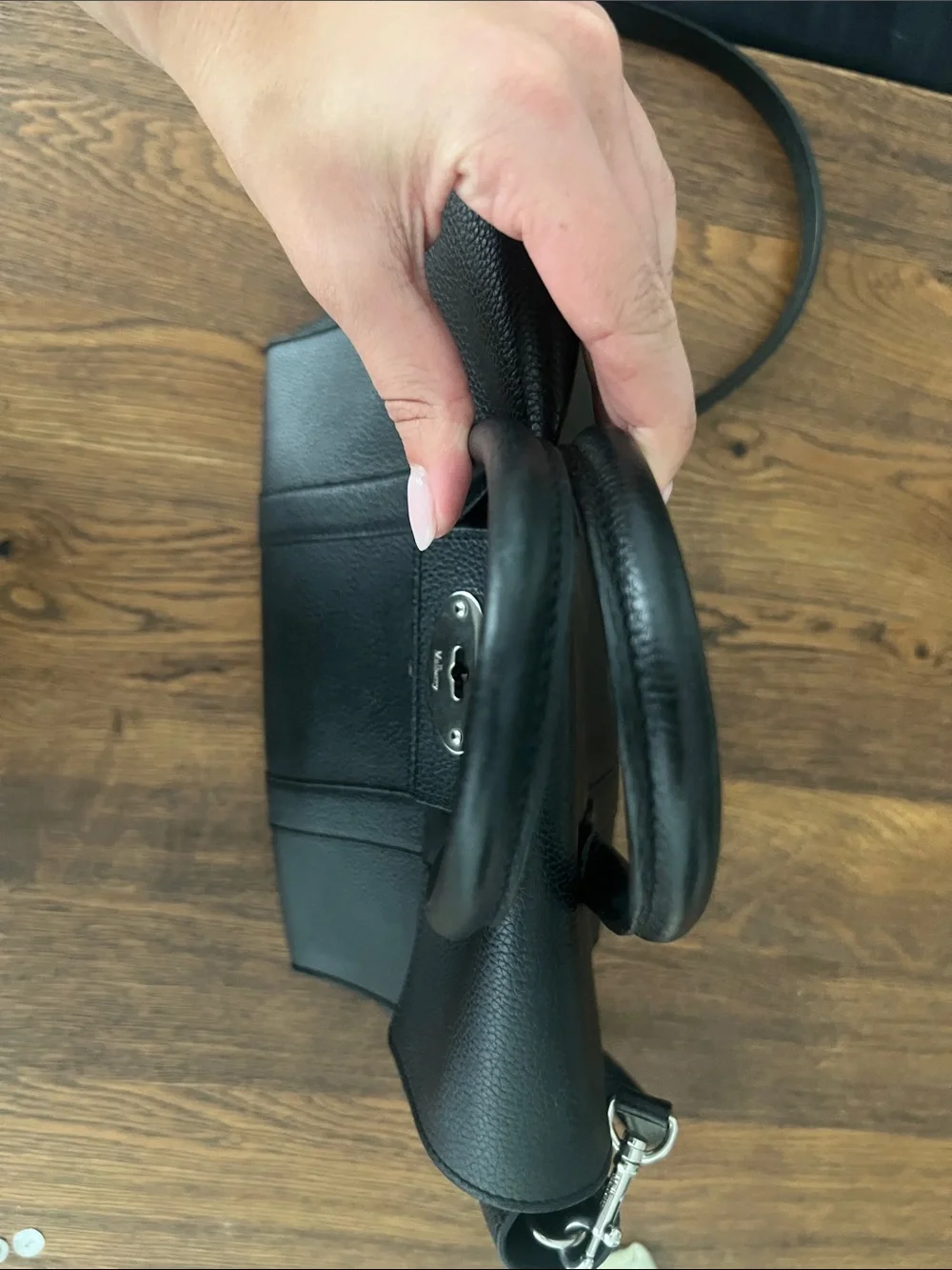 Mulberry Small Bayswater Black Grain Leather Silver Hardware
